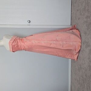Masquerade Strapless Peach Embroidered A-Line Gown - Size 5/6